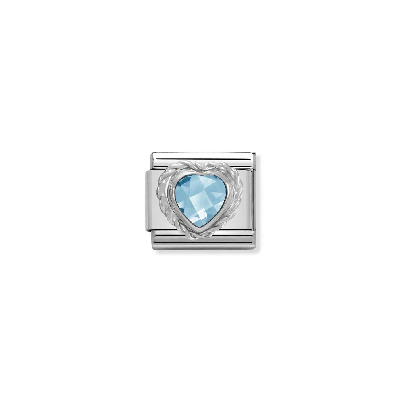Heart Faceted CZ 925 sterling silver twisted setting and CZ Light Blue