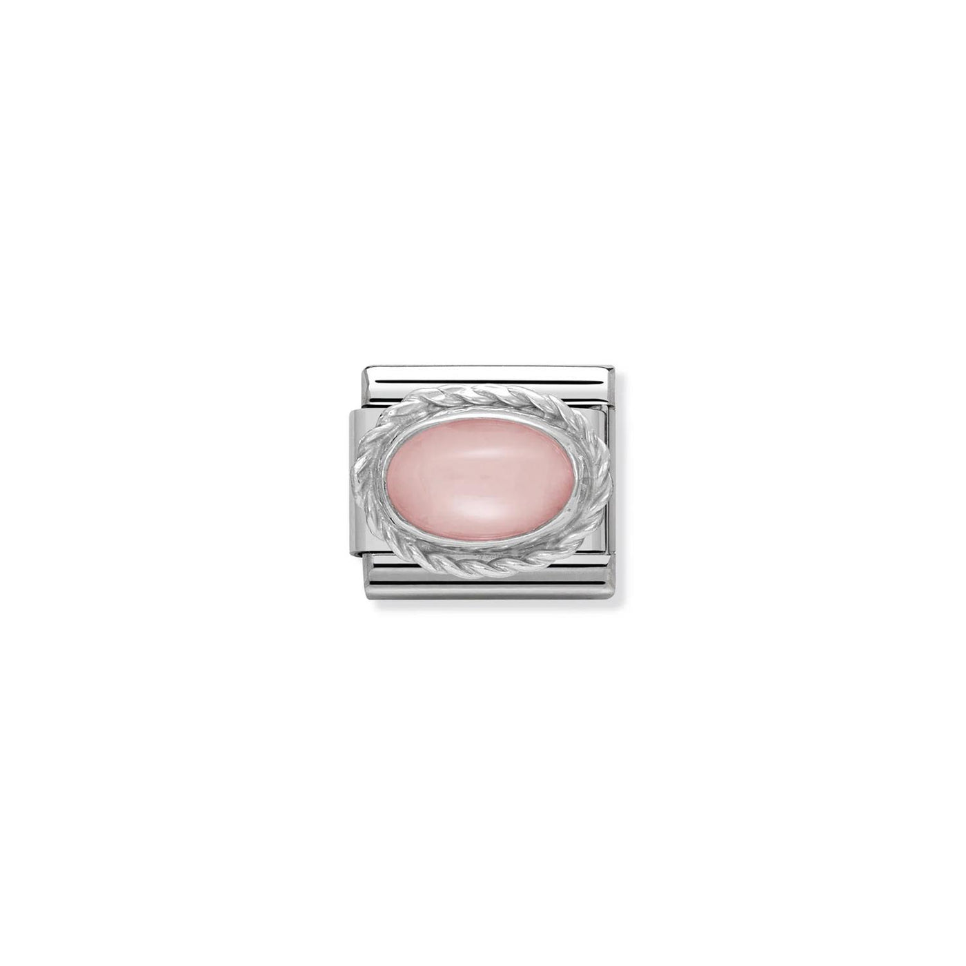 Hard stone with 925 sterling silver twisted setting Pink Opal