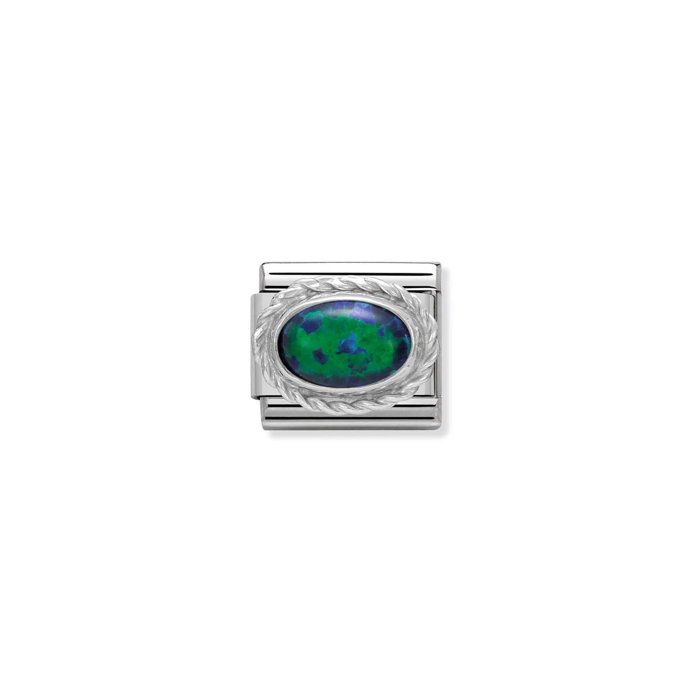 Hard stone with 925 sterling silver twisted setting Green Opal