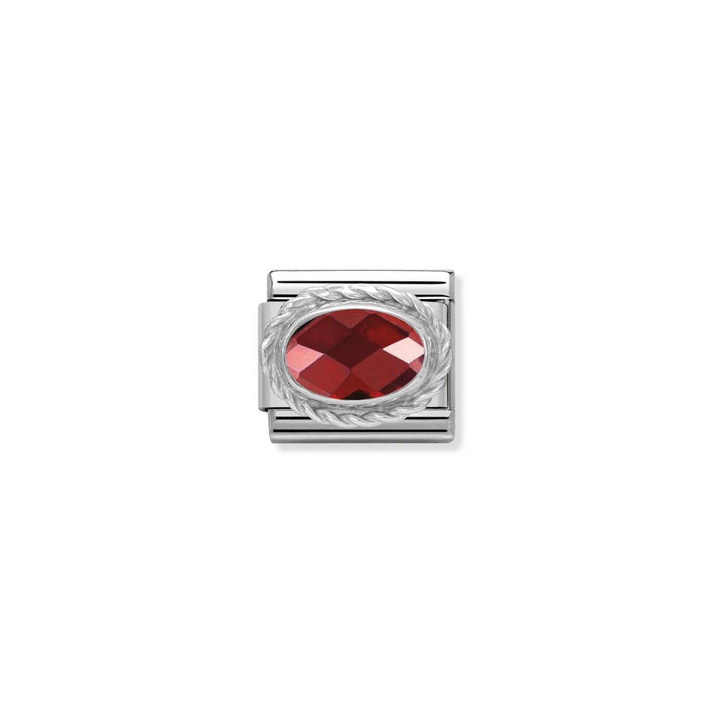Faceted CZ 925 sterling silver setting and CZ Red