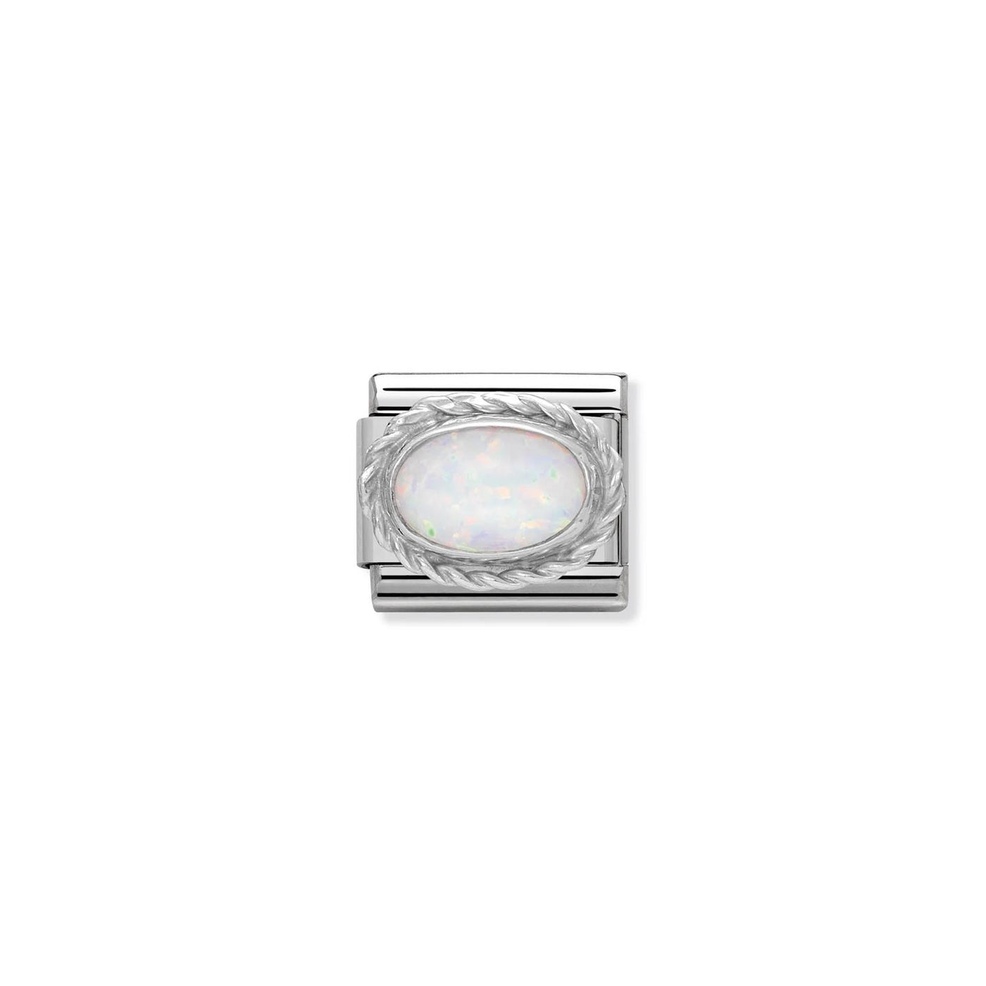 Hard stone with 925 sterling silver twisted setting White Opal