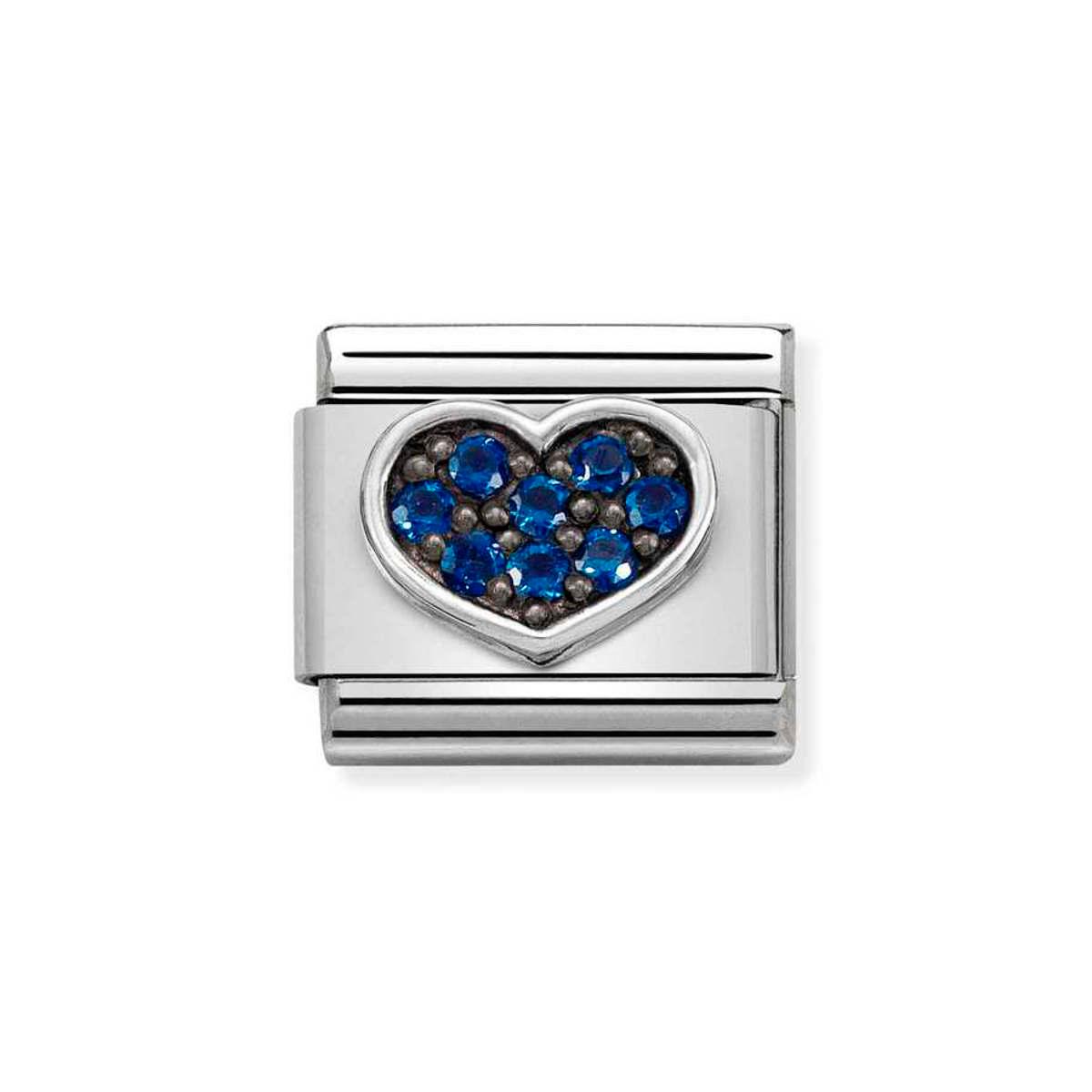 Oxidised Symbols 925 sterling silver and CZ Blue Heart
