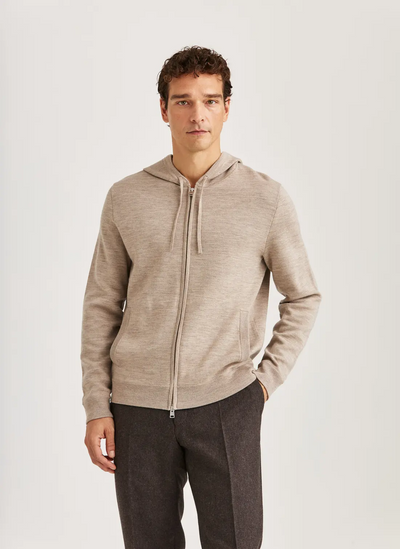 Merino Double Zip Hood