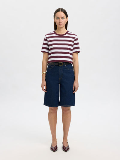 Slfessential Ss Striped Boxy Tee Noos