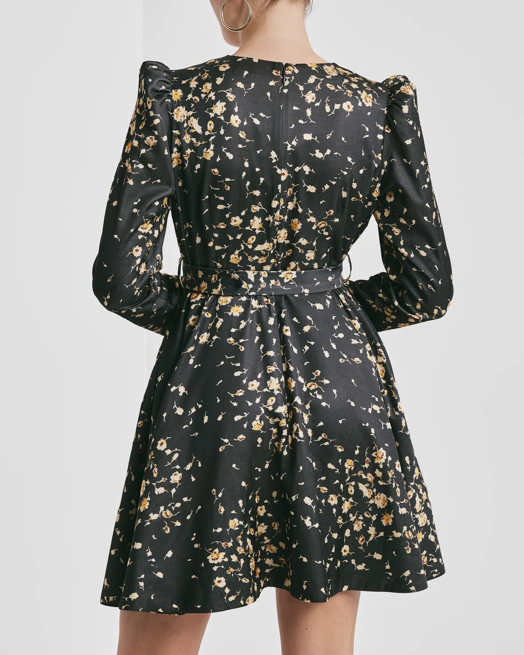 Tailored satin belt dress