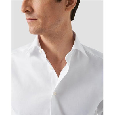 White Semi Solid Fine Twill Shirt - Slim fit