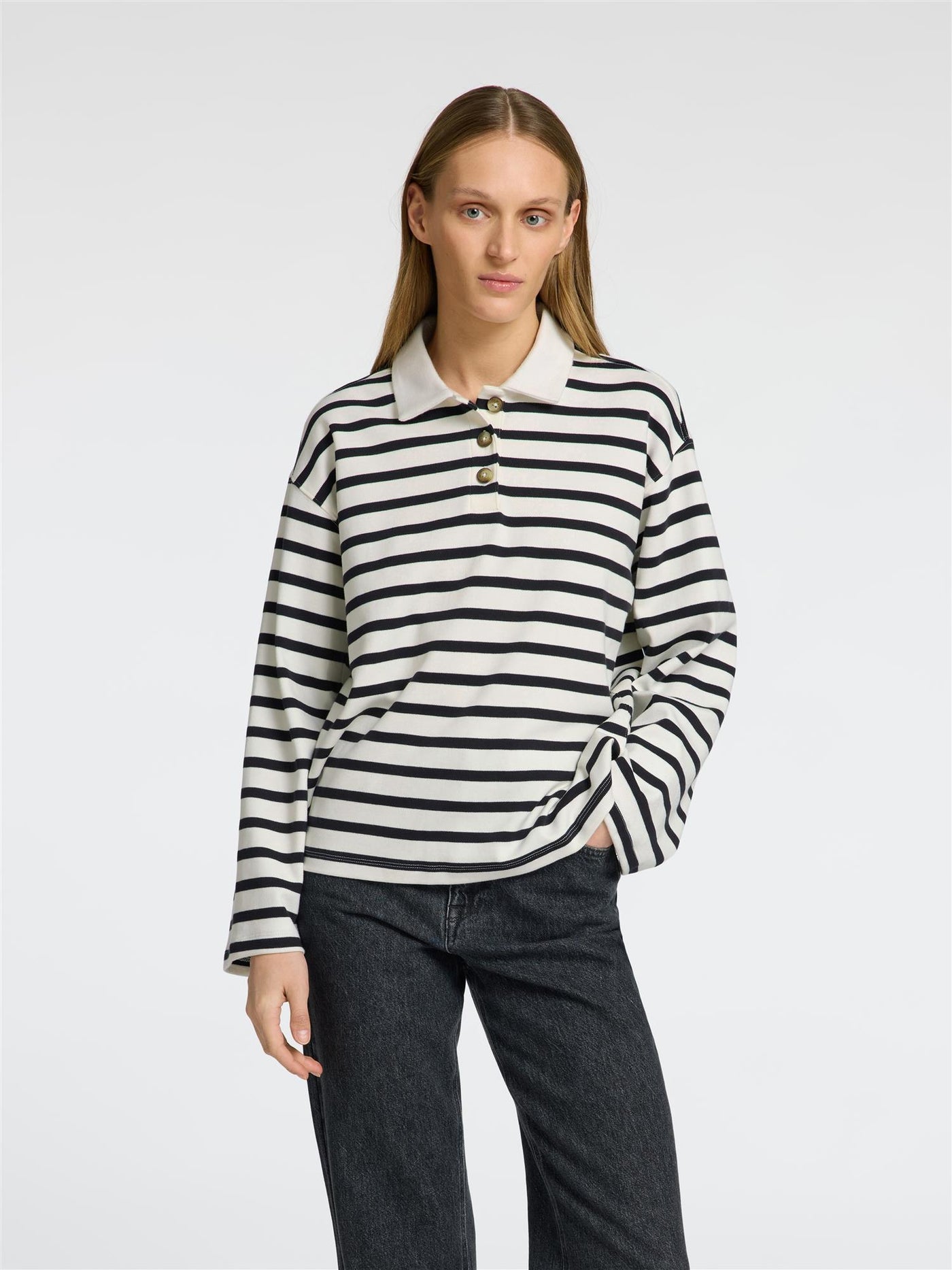 Slfwada ls stripe collar top