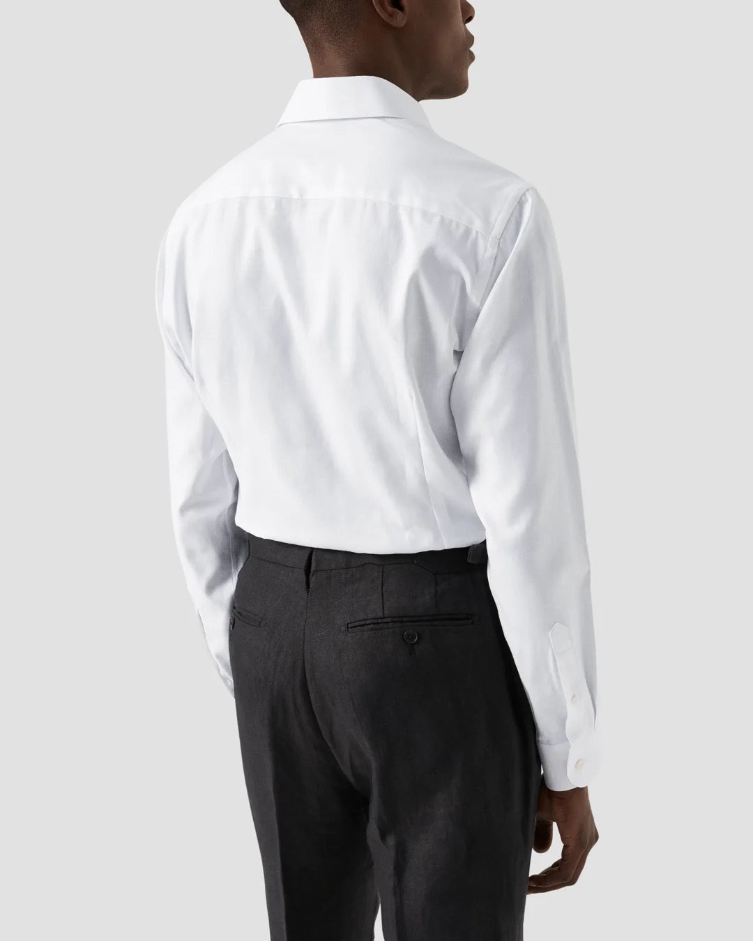 White Melange Semi Solid Fine Twill Shirt - Contemporary fit