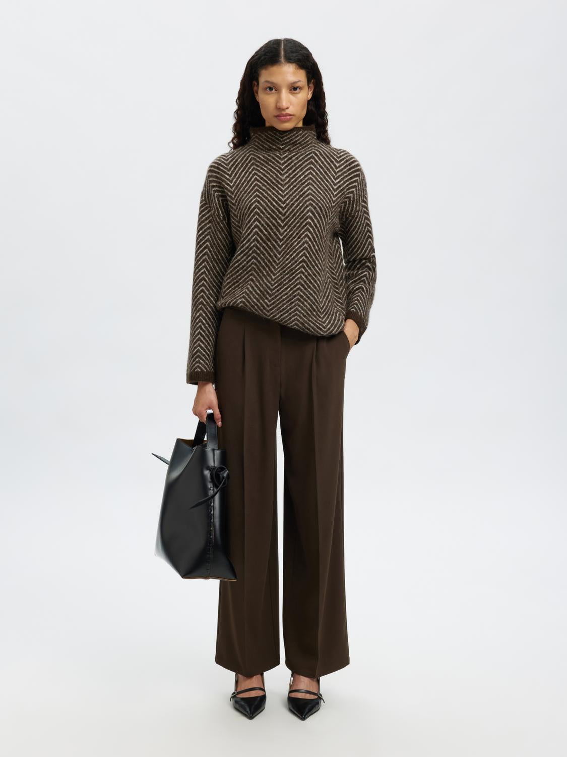 Slflulu Ls Herringbone Knit High Neck
