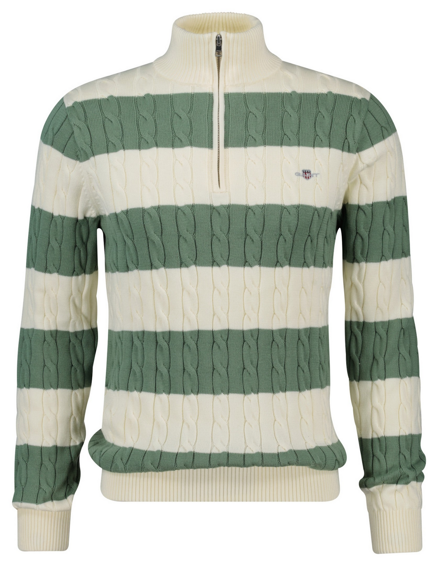 Striped Cotton Cable Half zip