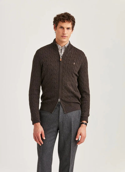 Merino Cable Zip Cardigan