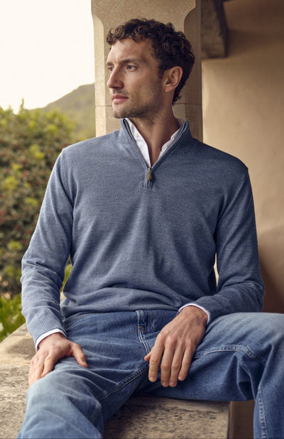 Sweater Knitted Half Zip Merino Wool