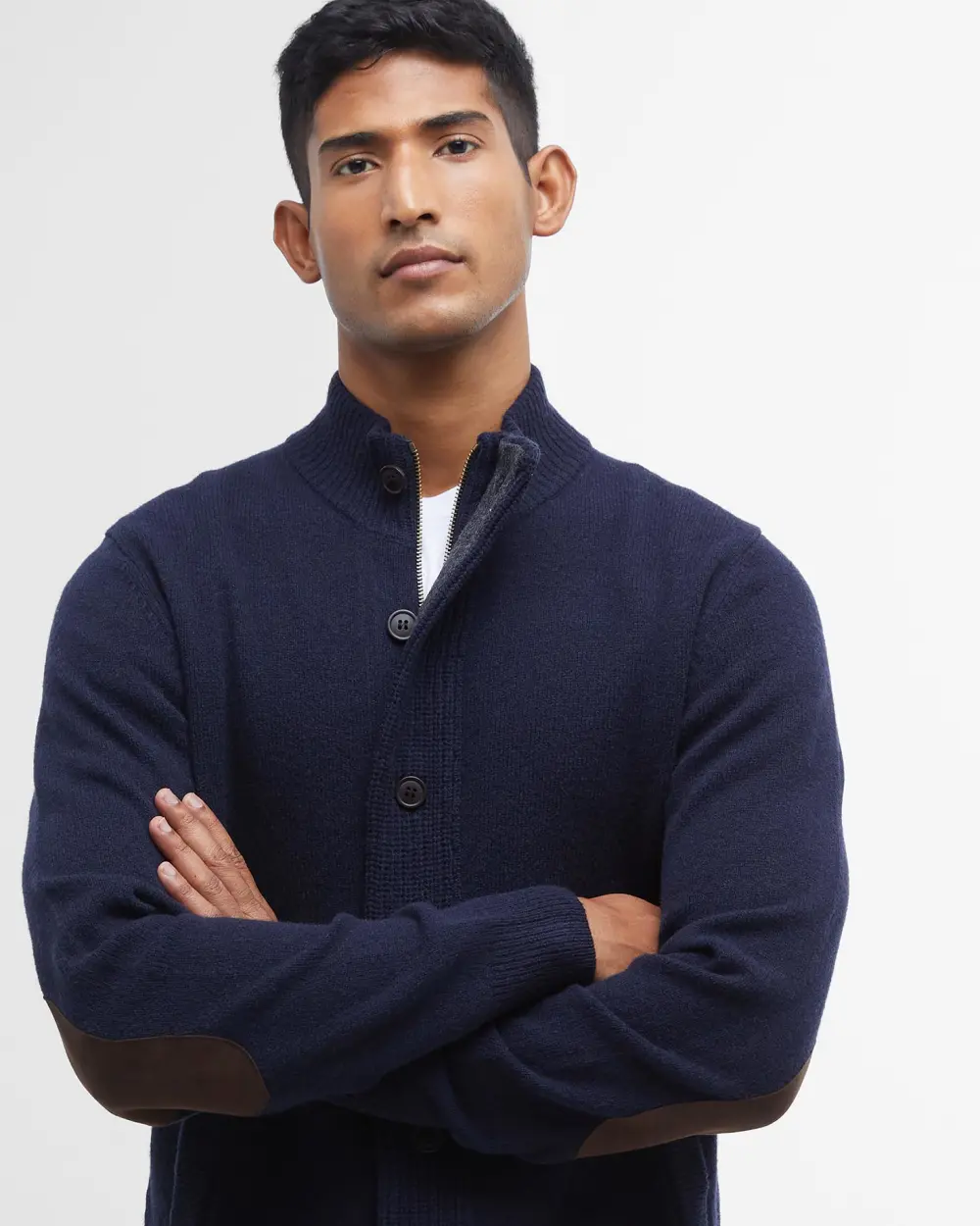 Essential Patch Zip Through Knitted Jumper