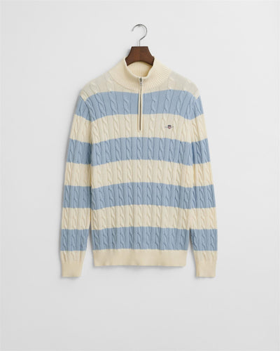 Striped Cotton Cable Half zip