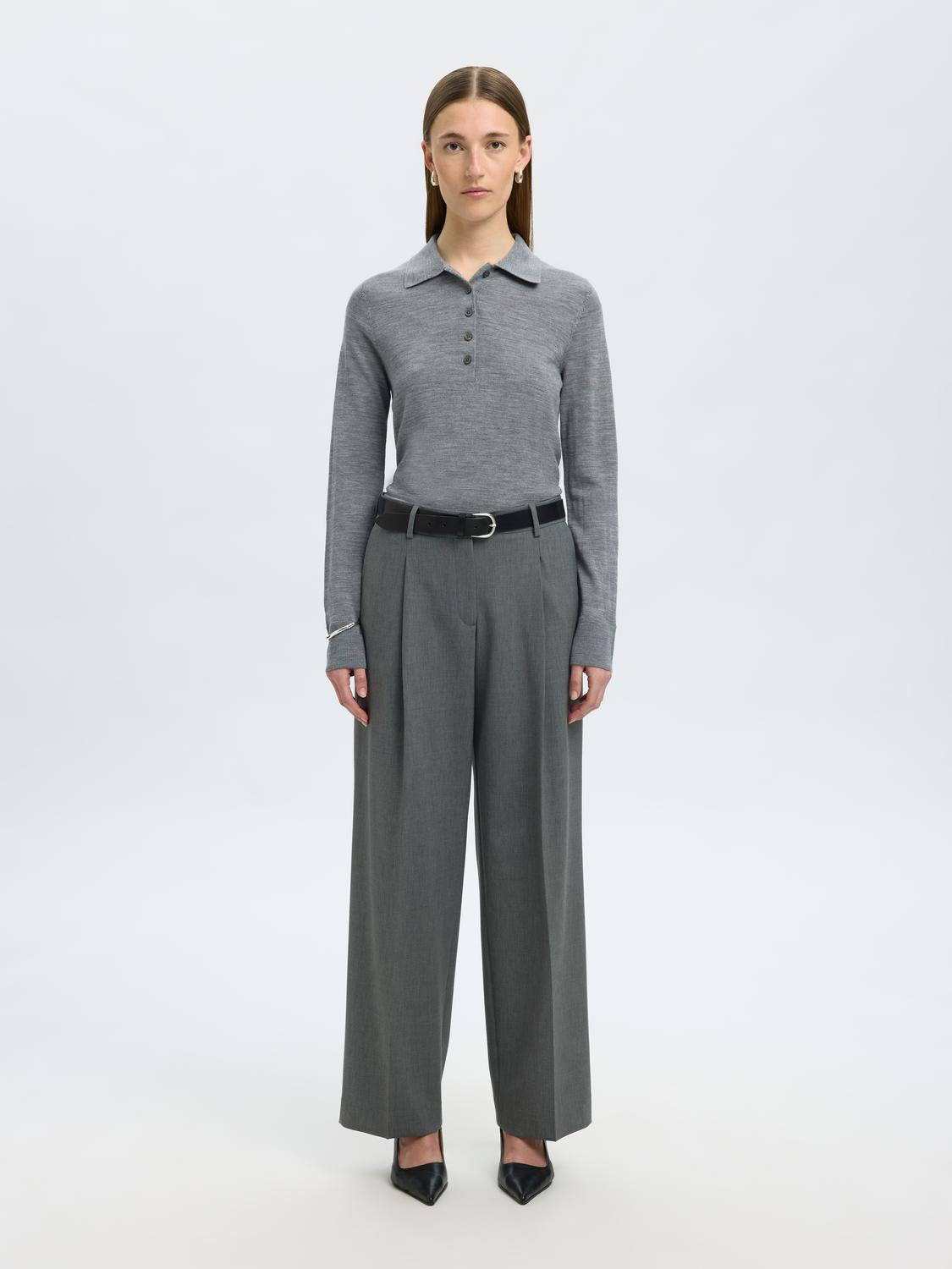 Slfthea Ls Knit Merino Collar Neck