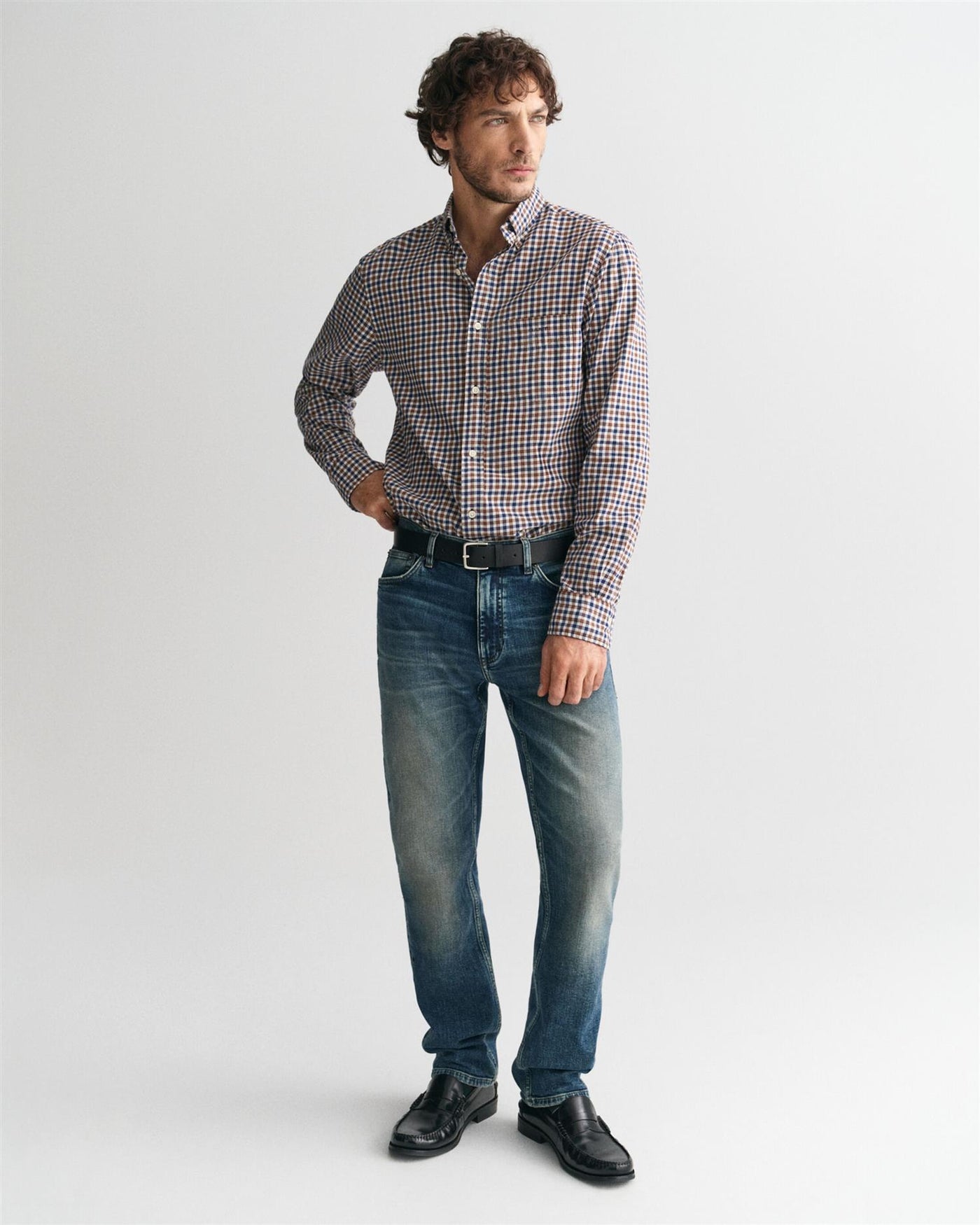 Reg light twill gingham shirt