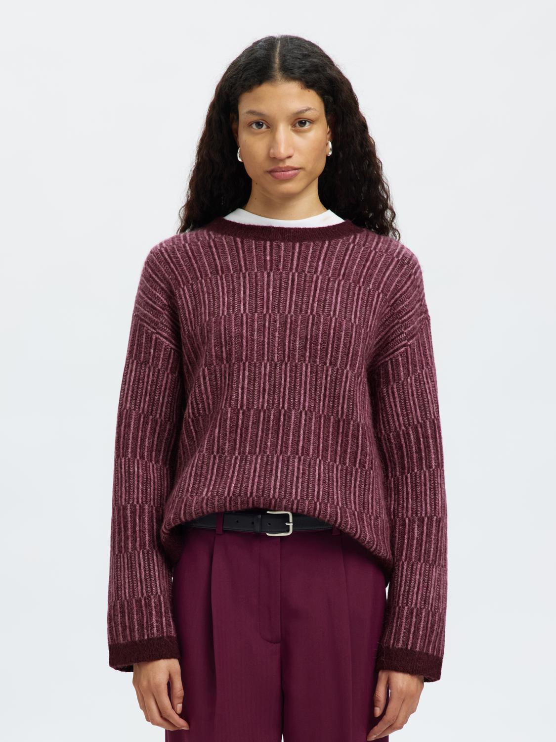 Slfalva Ls Knit Stripe O-Neck
