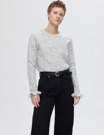 SLFLULU LS KNIT FRILL CUFF O-NECK NOOS