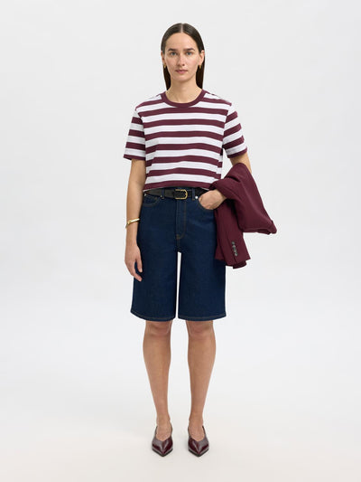 Slfessential Ss Striped Boxy Tee Noos
