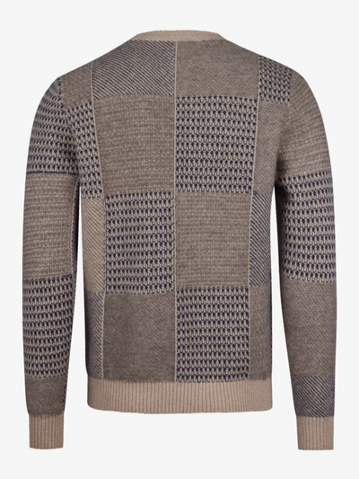 Sweather knitted Crew Neck Patchwork Yak Merino