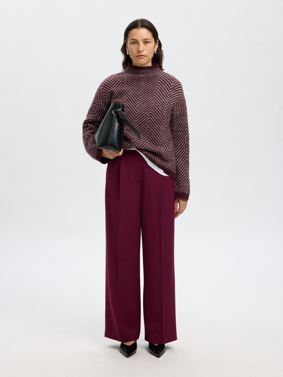 Slflulu Ls Herringbone Knit High Neck