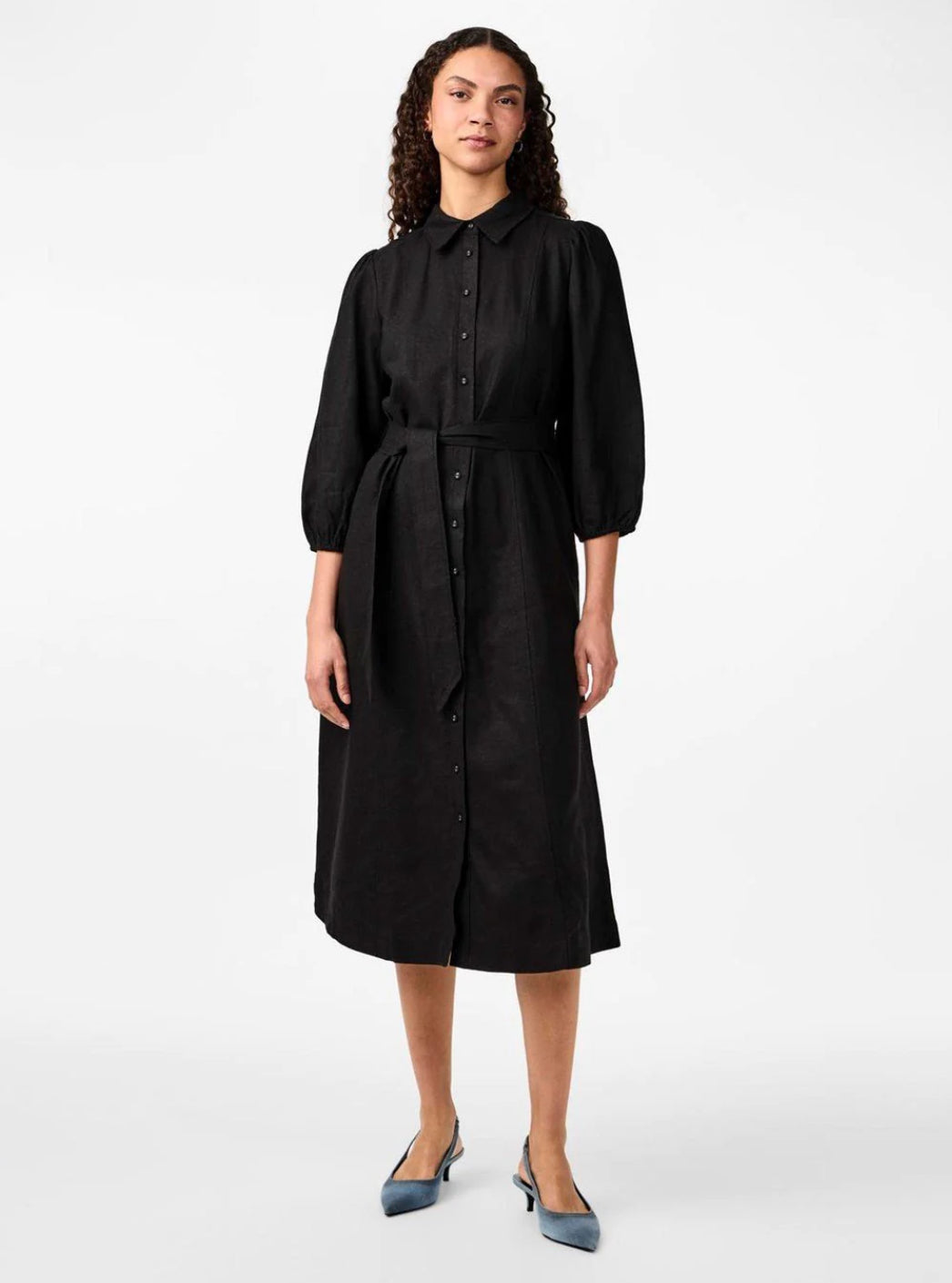 YASFLAXY 3/4 linen shirt dress