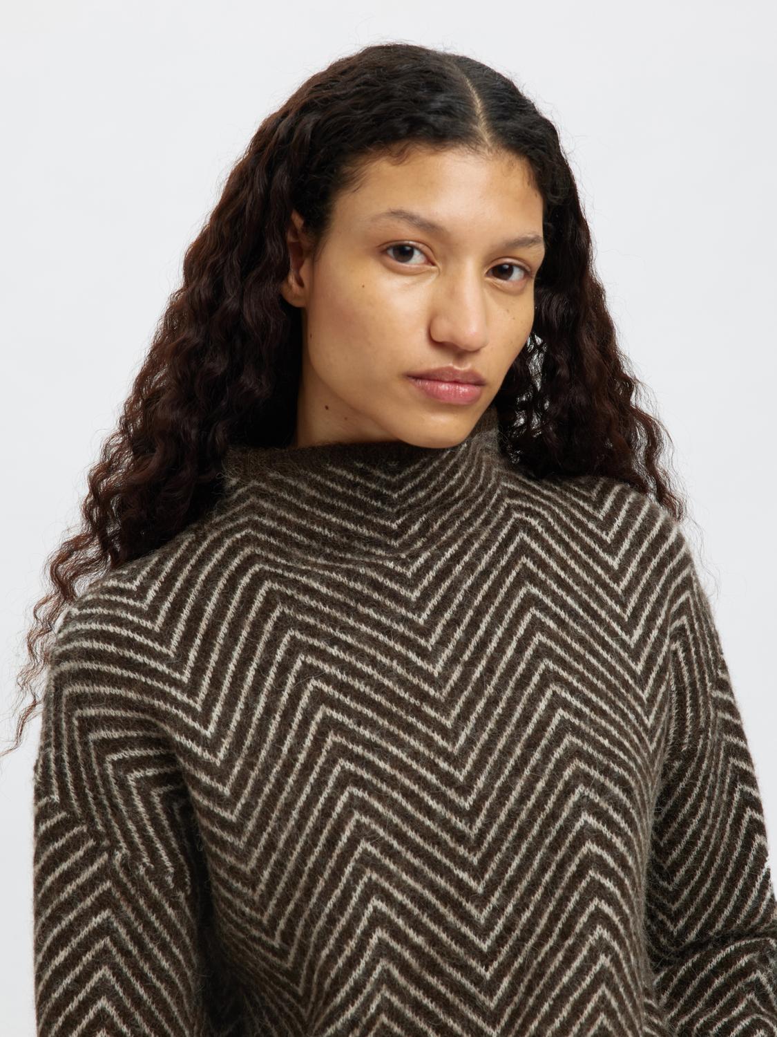 Slflulu Ls Herringbone Knit High Neck