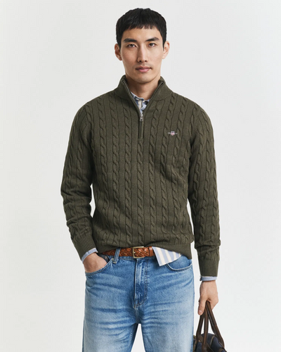 Cotton cable half zip