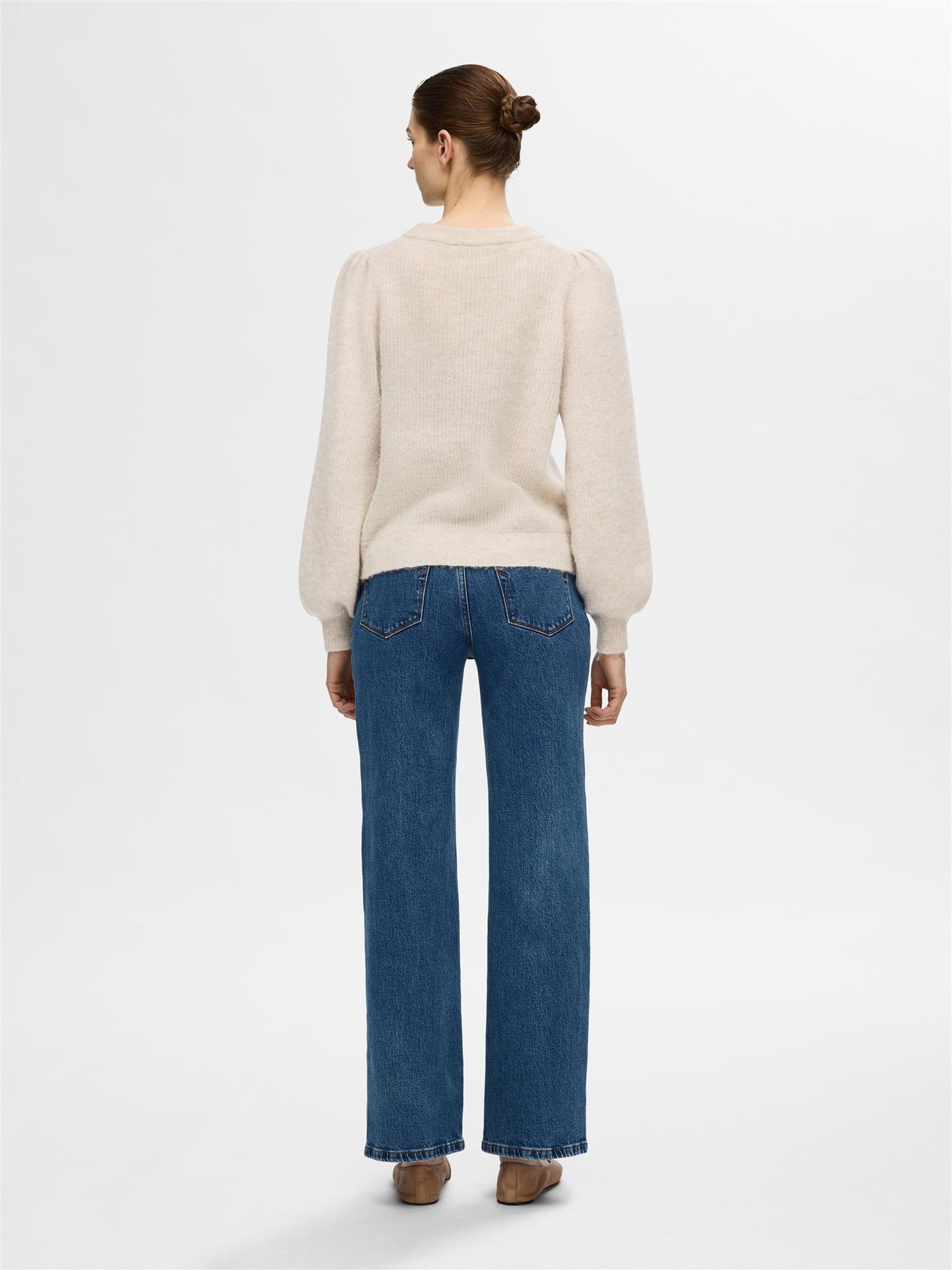 Slflulu LS knit rib o-neck