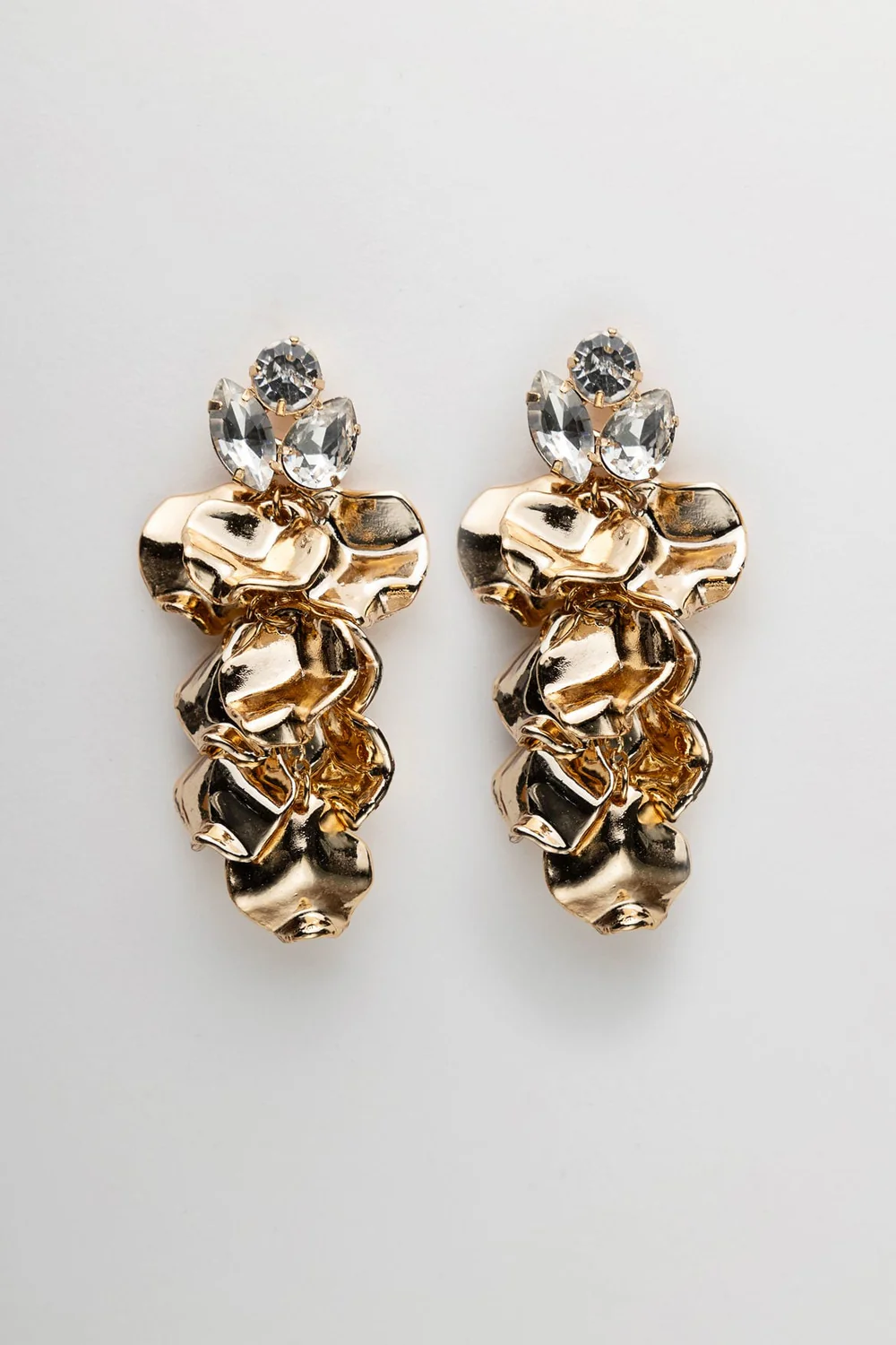 Leaf stone earrings gold
