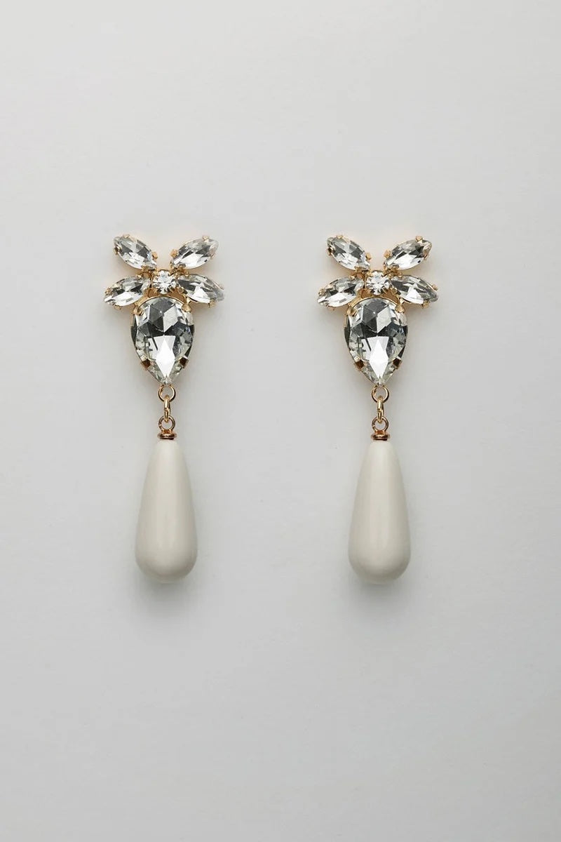 Stone Drop Earrings Offwhite