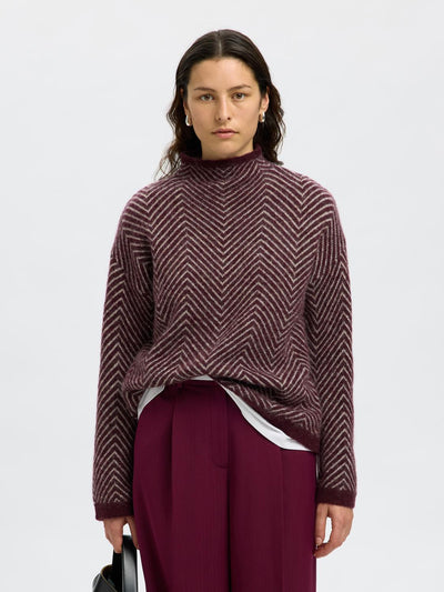 Slflulu Ls Herringbone Knit High Neck