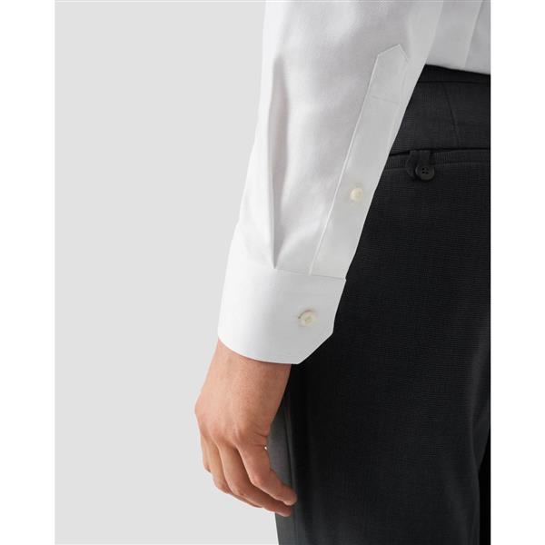 White Semi Solid Fine Twill Shirt - Slim fit