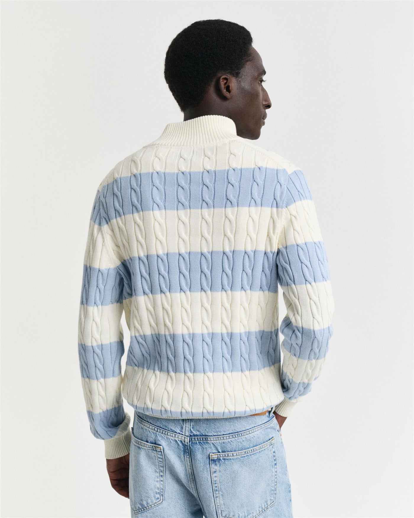 Striped Cotton Cable Half zip