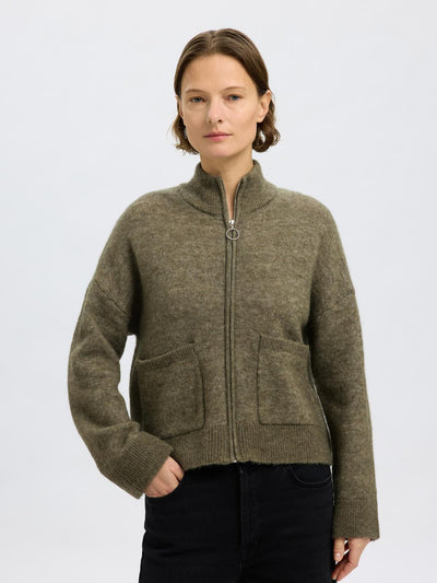 SLFSIA RAS LS KNIT ZIPPER CARDIGAN