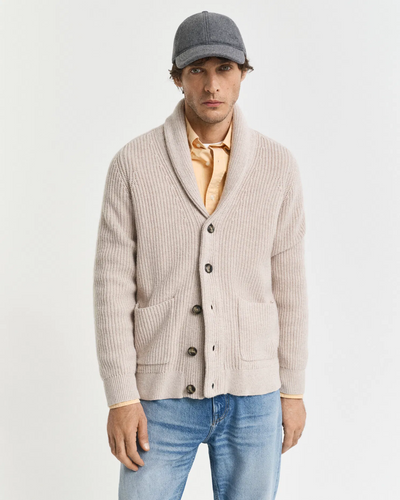 Wol blend Shawl collar cardigan