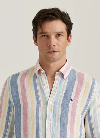 LINEN HAPPY STRIPE SHIRT-CLASSIC FIT