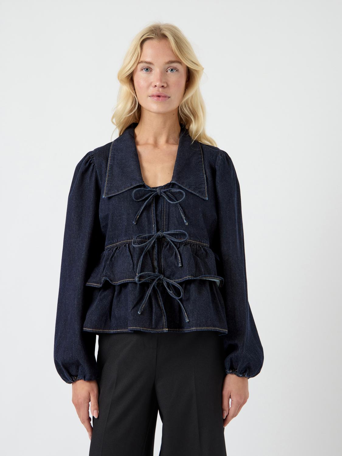 Yascelina Ls Denim Tie Top