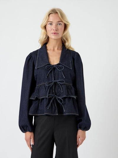 Yascelina Ls Denim Tie Top
