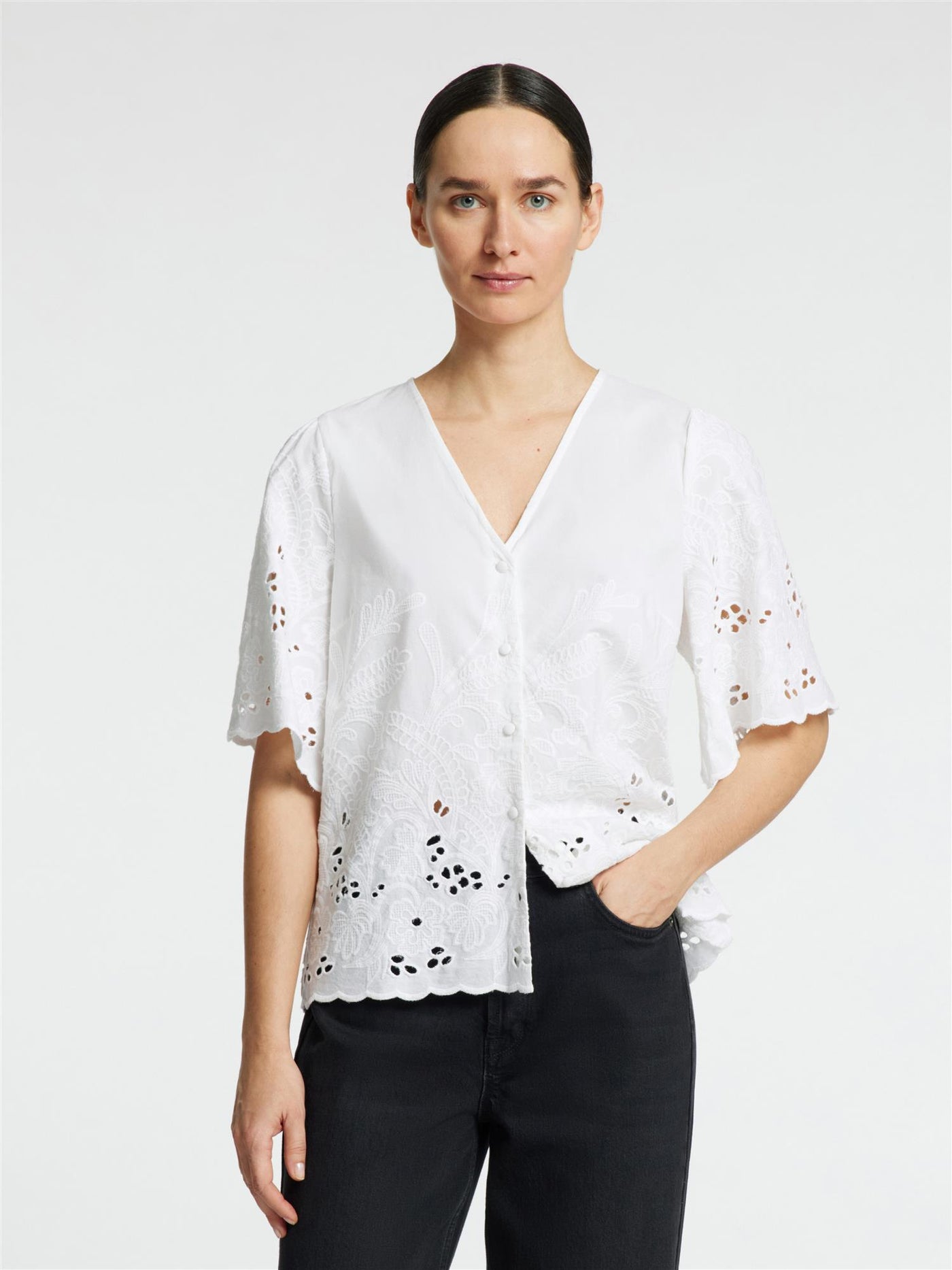 Slfdahlia ss broderi shirt