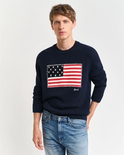 Flag intarsia c-neck