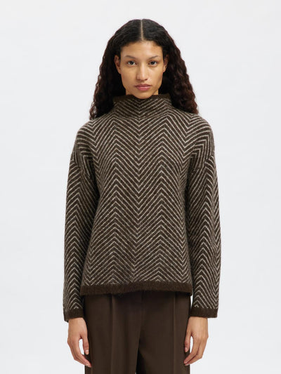 Slflulu Ls Herringbone Knit High Neck