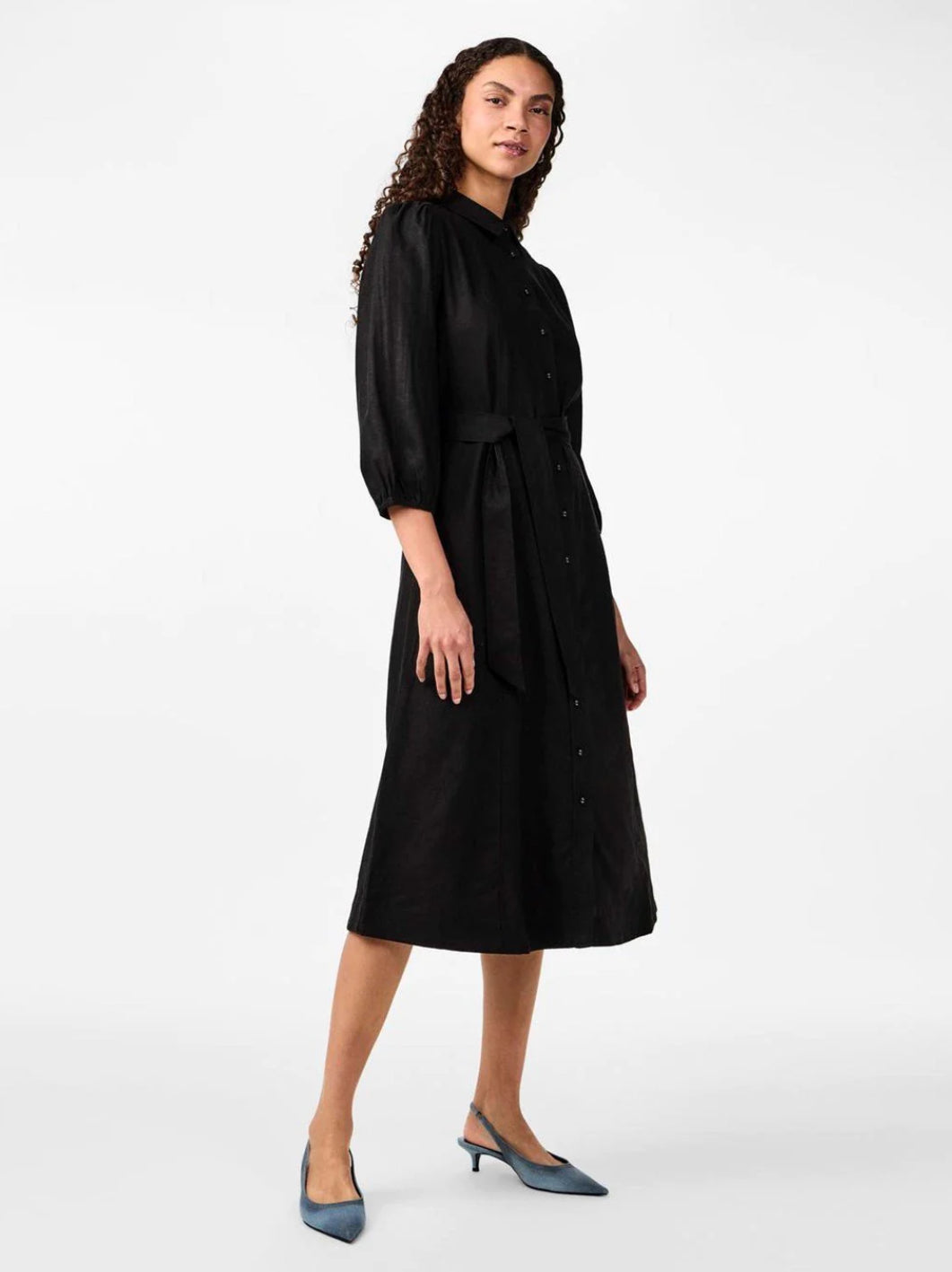 YASFLAXY 3/4 linen shirt dress