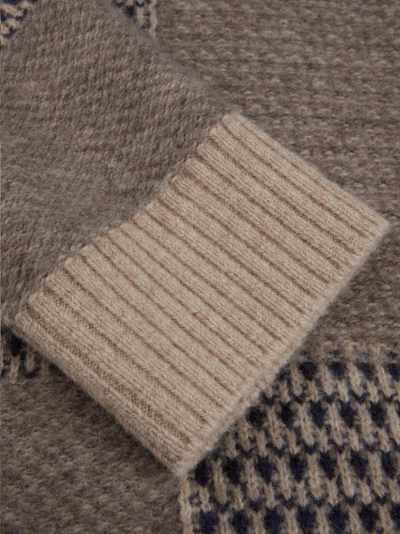 Sweather knitted Crew Neck Patchwork Yak Merino