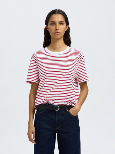 Slfessential Ss Striped Boxy Tee