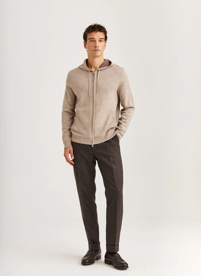 Merino Double Zip Hood