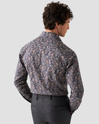 Navy Paisley Print Signature Twill Shirt - Slim Fit