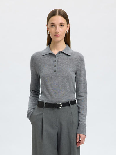 Slfthea Ls Knit Merino Collar Neck