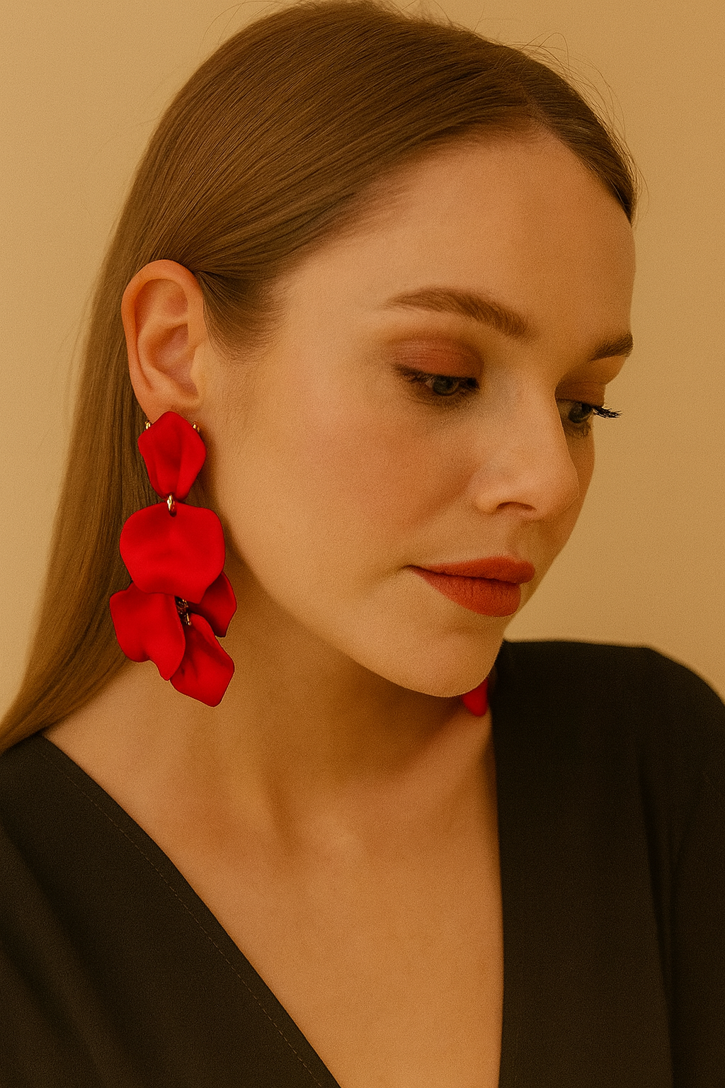 Leaf earrings metallic