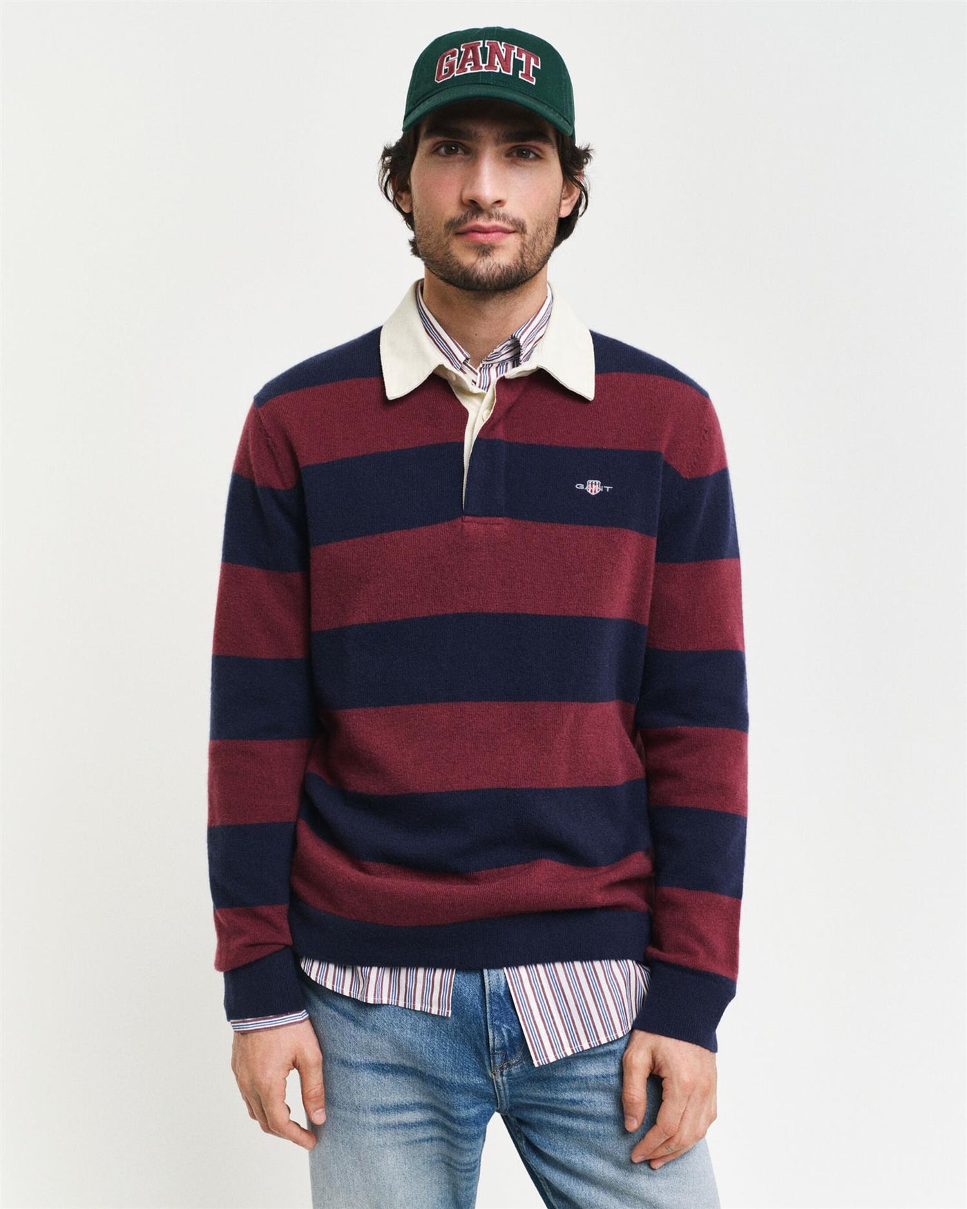 Extrafine lambswool striped rugger